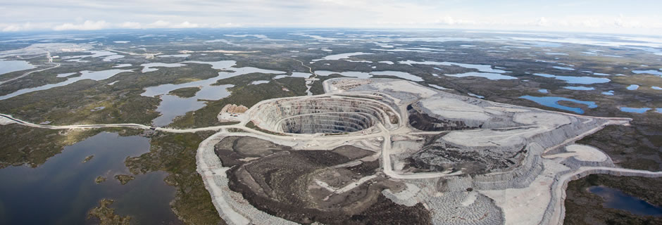 Aerial photo of the Ekati diamond mine